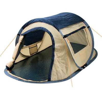 CampFeuer Zelt Quiki für 2 Personen | Creme/Blau | Wurfzelt Aufbau in 2 Sekunden, Wasserabweisend | Quicktent für Festival, Camping und mehr | Pop Up Zelt, Campingzelt, Automatik Zelt von CampFeuer
