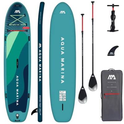 CampSup SUP Aqua Marina Super Trip 12'2" + 2 x Paddel Aufblasbares Stand Up Paddle Board Surfboard für Einsteiger & Fortgeschrittene mit zubehör von CampSup