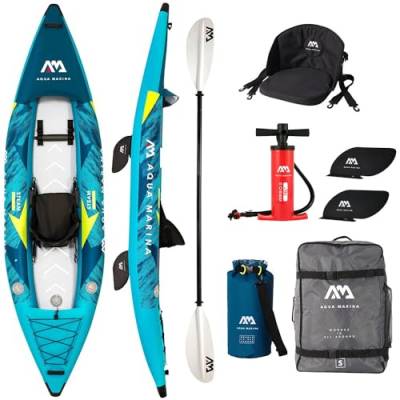 Campsup Aqua Marina kajak aufblasbar | Inflatable 1 Personen Kayak Steam-312 + KP-1 | 312x90 cm | Technologie: Drop Stitch von CampSup