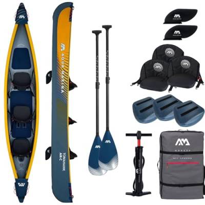 Campsup Aqua Marina kajak aufblasbar | Inflatable 2 Personen Kayak Tomahawk AIR-C 2023 + 2 x CP-1 | 478x88 cm | Technologie: Drop Stitch von CampSup