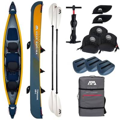 Campsup Aqua Marina kajak aufblasbar | Inflatable 2 Personen Kayak Tomahawk AIR-C 2023 + 2 x KP-1 | 478x88 cm | Technologie: Drop Stitch von CampSup