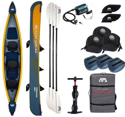 Campsup Aqua Marina kajak aufblasbar | Inflatable 2 Personen Kayak Tomahawk AIR-C 2023 + 3 x KP-1 + Star 8 | 478x88 cm | Technologie: Drop Stitch von CampSup
