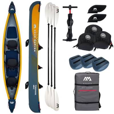 Campsup Aqua Marina kajak aufblasbar | Inflatable 2 Personen Kayak Tomahawk AIR-C 2023 + 3 x KP-1 | 478x88 cm | Technologie: Drop Stitch von CampSup
