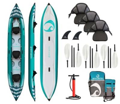 Campsup SPINERA kajak aufblasbar | Inflatable 3 Personen Kayak HYBRIS 500 cm + 3 x KP-1 | Technologie: Drop Stitch von CampSup
