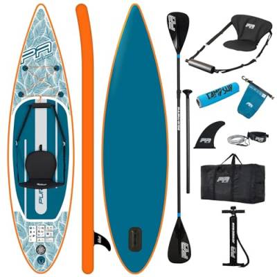 Campsup SUP Aqua Marina Pure AIR 11'0" Floater Aufblasbares Stand Up Paddle Board | 335x82x15 cm | Surfboard für Einsteiger & Fortgeschrittene mit zubehör | Tragkraft bis 145 Kg von CampSup
