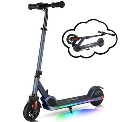 Caroma E35 Elektroroller für Kinder von 6-12 Jahren, Faltbarer E Roller Scooter mit Bunte Leuchten & LED-Anzeige, Einstellbare Geschwindigkeit und Höhe, Maximale 16km & 16km/h Blau von Caroma