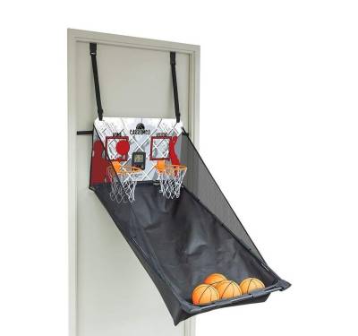 Carromco Basketballkorb Arcade Wurfspiel für 1-2 Spieler, Indoor Basketball zur Türmontage (1-St), mit 4 Bällen, elektron. LCD-Zähler, höhenverstellbar, zusammenklappbar von Carromco