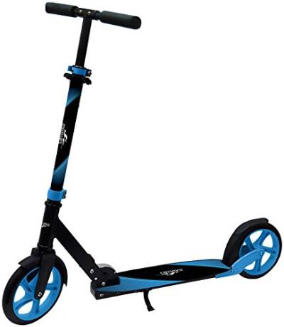 Carromco – Scooter XT-200 - Big Wheel Scooter - Lenkerhöhe: 87-101cm, blau-schwarz, City Roller mit patentiertem 1-Klick Klappmechanismus, tiefergelegtem Deck und großen Reifen, ab 8 Jahre von Carromco