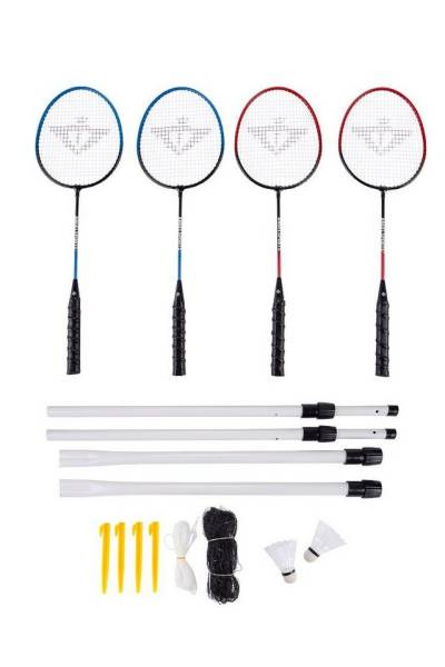 Charlsten Badmintonschläger Charlsten Badminton Federball Set - 4 Schläger + 2 Bälle + Netz + Tasche, (1-tlg) von Charlsten