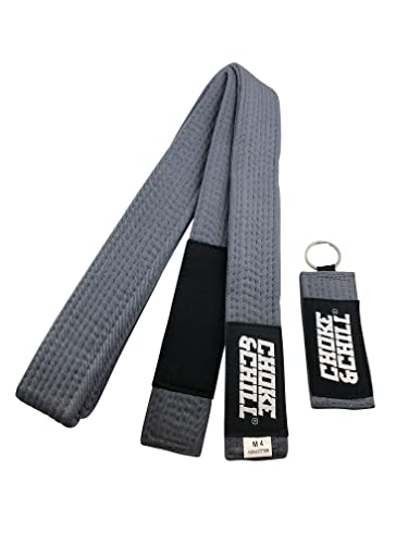 Choke&Chill BJJ Brazilian Jiu-Jitsu Belt Gürtel mit Schlüsselanhänger (Grau, M4 (260cm)) von Choke&Chill