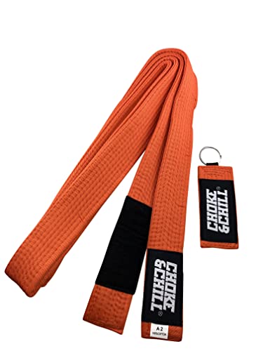 Choke&Chill BJJ Brazilian Jiu-Jitsu Belt Gürtel mit Schlüsselanhänger (Orange, M2 (220cm)) von Choke&Chill