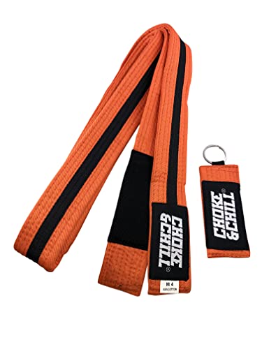 Choke&Chill BJJ Brazilian Jiu-Jitsu Belt Gürtel mit Schlüsselanhänger (Orange-Schwarz, M4 (260cm)) von Choke&Chill