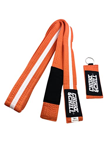 Choke&Chill BJJ Brazilian Jiu-Jitsu Belt Gürtel mit Schlüsselanhänger (Orange-Weiß, M3 (240cm)) von Choke&Chill