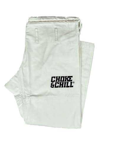 Choke&Chill Herren BJJ Gi Hose Brazilian Jiu-Jitsu Kimono Luta Livre Grappling Shorts (Weiß, A2) von Choke&Chill