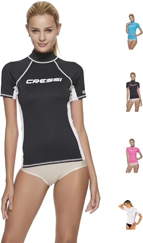 Cressi Damen Rash Guard Kurzarm, UV-Schutz UPF 50+, Schwarz/Weiß, S/2 (38) von Cressi