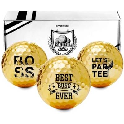 CybGene Lustige Golf-Geschenke für Chef, Boss-Geschenke für Männer/Männer, Golfbälle-Set für Boss, perfekte Boss-Idee für Männer/Männer am Boss-Tag, Geburtstag, Weihnachten, Wertschätzung, Büro - Gold von CybGene