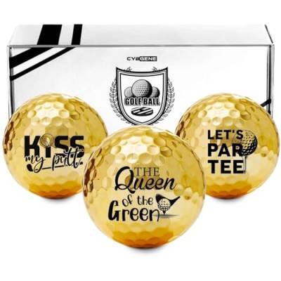 CybGene Lustiges Golf-Geschenk-Set für Frauen, Golfbälle-Set für Golfliebhaber, perfekt für Mama, Boss Lady zum Geburtstag, die Königin des Grünen, Gold von CybGene