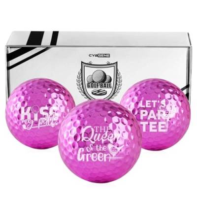 CybGene Lustiges Golf-Geschenk-Set für Frauen, Golfbälle-Set für Golfliebhaber, perfekt für Mama, Boss Lady zum Geburtstag, die Königin des Grünen, Rot von CybGene