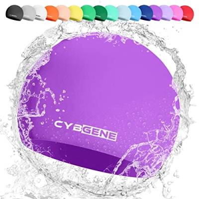 CybGene Silikon Badekappe für Kinder, Schwimmkappe Bademütze für Damen und Herren Unisex, Große, Violett von CybGene