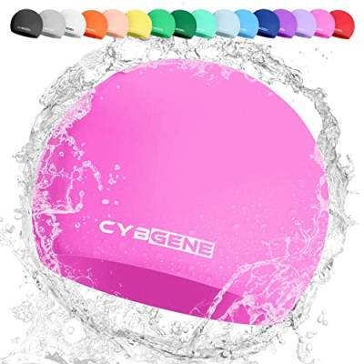 CybGene Silikon Badekappe für Kinder, Schwimmkappe Bademütze für Damen und Herren Unisex, Große, Rosa von CybGene