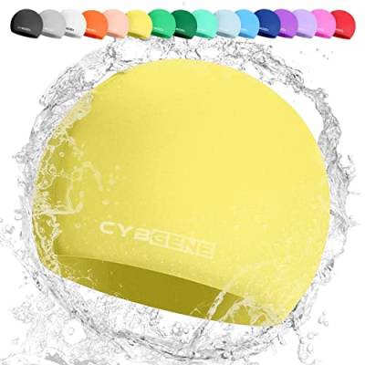 CybGene Silikon Badekappe für Kinder, Schwimmkappe Bademütze für Damen und Herren Unisex, Kleine, Gelb von CybGene