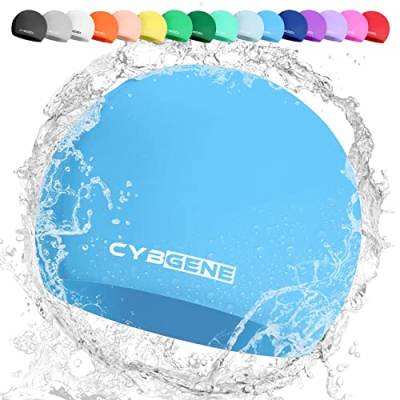 CybGene Silikon Badekappe für Kinder, Schwimmkappe Bademütze für Damen und Herren Unisex, Kleine, Himmelblau von CybGene