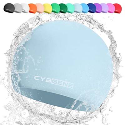 CybGene Silikon Badekappe für Kinder, Schwimmkappe Bademütze für Damen und Herren Unisex, Kleine, Baby blau von CybGene