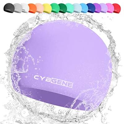 CybGene Silikon Badekappe für Kinder, Schwimmkappe Bademütze für Damen und Herren Unisex, Kleine, Hell Violett von CybGene