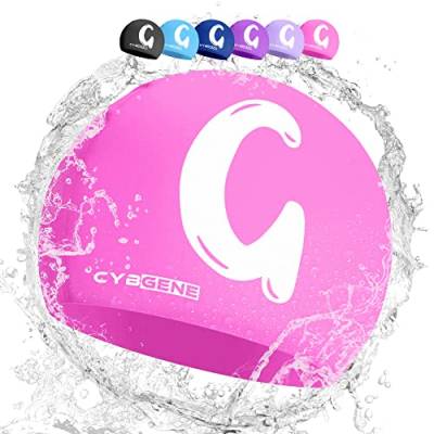 CybGene Silikon Initiale Namen Badekappe für Kinder, Kind Buchstabe Schwimmkappe Bademütze für Kinder Schwimmunterricht-Kleiner Kopfumfang-Rosa-G von CybGene