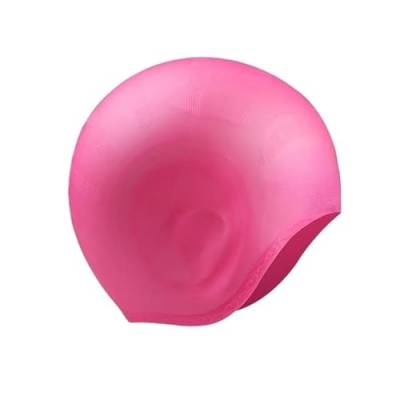 Badekappe, atmungsaktive Badekappe, bequem, Keine Strangulation, Jungen, Mädchen, Erwachsene, Schwimmzubehör (Color : Pink) von DFJOENVLDKHFE
