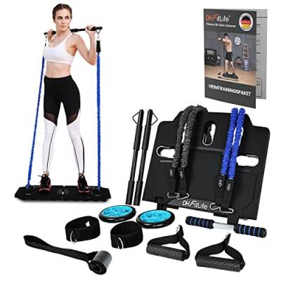 DH FitLife vollständiges Heimtrainingspaket, klappbare Fitnessgeräte für Zuhause, Krafttraining Fitness Geräte, Widerstandsbänder, Resistance Bands, Home Gym platzsparend & tragbar von DH FitLife