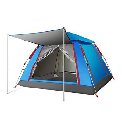 Tent Automatisches Zelt im Freien, Geschwindigkeitsöffnung, 3–4 Personen, dick, regenfest, Camping, vierseitiges Zelt, geeignet für Strand, Garten, Camping, Angeln von DHJKCBH