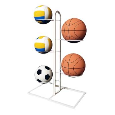 Basketballhalter, Volleyball-Präsentationsständer aus Gusseisen, mehrschichtiger Basketballständer, multifunktionales Ball-Organizer-Gestell, kippsicheres Ball-Aufbewahrungsregal für Schlafzimmer von DMAIS