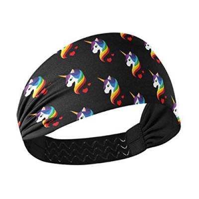 Sport-Stirnband für Damen – Einhorn-Mädchen-Muster, Unisex, Schweißband für Herren, feuchtigkeitsableitendes Haarband für Yoga, Yoga, Fahrrad von DOMIKING