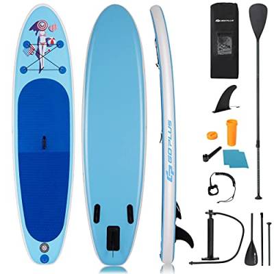DREAMADE SUP Board Set, Surfboard Set Aufblasbar, Stand Up Paddle Board, SUP Paddlebrett mit Luftpumpe und Komplettes Zubehöre (Nixe-Blau) von DREAMADE