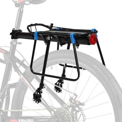 Mountainbike Gepäckträger, Verstellbarer Fahrradträger - Tragfähigkeit 35kg - Aluminiumlegierung Fahrradgepäckträger mit Reflektor für die meisten Fahrräder wie Mountainbikes und Rennräder von Dekltus