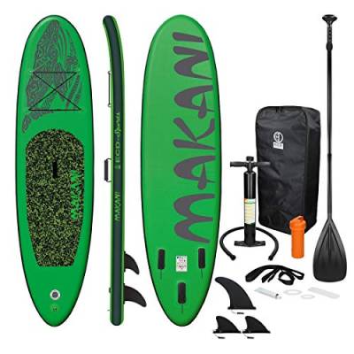 ECD Germany Aufblasbares Stand Up Paddle Board Makani | 320 x 82 x 15 cm | Grün | PVC | bis 150kg | Pumpe Tragetasche Zubehör | SUP Board Paddling Board Paddelboard Surfboard | Verschiedene Modelle von ECD Germany