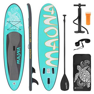 ECD Germany Aufblasbares Stand Up Paddle Board Maona | 308 x 76 x 10 cm | Türkis | PVC | bis 120kg | Pumpe Tragetasche Zubehör | SUP Board Paddling Board Paddelboard Surfboard | Verschiedene Modelle von ECD Germany