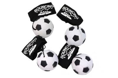 ELLUG Spielball 4er Set Fußball Springball/Returnball/Flummi, Armband & Schnur, Safety Clip, Ø6,3cm (4er Set) von ELLUG