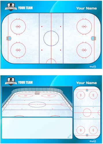 ETISPORT Eishockey-Trainer-Taktiktafel. Doppelseitig, geeignet für trocken abwischbare Marker. Personalisiert mit Farbe, Wappen oder Logo, Name und Verein. (Standard) (Large) von ETISPORT