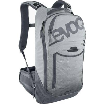 EVOC TRAIL PRO 10l Rucksack für Trailriding & Renneinsätze, Backpack (leichter Fahrradrucksack, LITESHIELD PLUS Rückenprotektor, 3l Trinkblasenfach, Größe: S/M), Steingrau/Carbon Grau von EVOC
