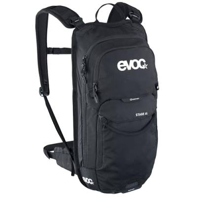 EVOC STAGE 6 Backpack, Fahrradrucksack (Brace link Schultergurte, Air flow contact system, PFC-frei, leicht und kompakt, trekkingrucksack, ideal für Mountainbiker, One Size), Black von EVOC