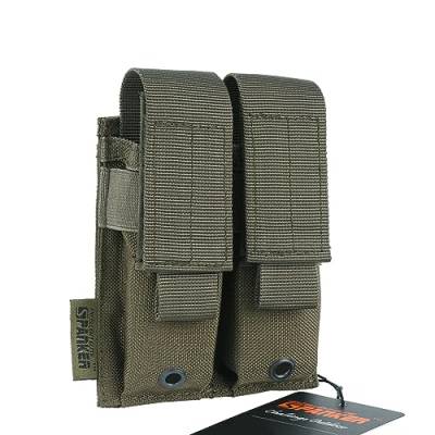 EXCELLENT ELITE SPANKER Molle Einzel/Doppel Pistole Mag Pouch Tactical Magazine Pouch Tool Organizer Holder (Double-Olivgrün) von EXCELLENT ELITE SPANKER