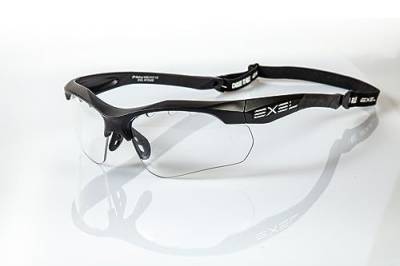 EXEL Floorball/Unihockey Schutzbrille Intense Eyeguard, für Jugend und Erwachsene, IFF geprüft, mit Nackenband und Brillenputztuch (Black) von EXEL