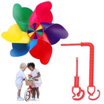 Ellxen Windrad für Kinderfahrrad,buntes Roller-Spielzeug,niedliche 3D-Dekoration, Fahrradzubehör für Kinderspielzeug,Fahrrad Windmühle Neuartiges Fahrrad windrad,Pinwheel Dekoration von Ellxen