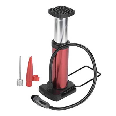 Fahrradpumpe, Fahrradfußpumpe Mini Tragbare Hochdruck Bodenfüllpumpe Reifenluftpumpe aus Aluminiumlegierung(rot) von Elprico