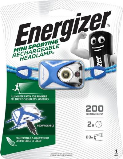 Energizer Kopflampe Rechargeable Sport Headlight, wiederaufladbare Stirnlampe von Energizer