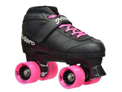 Epic Skates Unisex-Erwachsene Super Nitro In-und Outdoor Quad Speed Rollschuhe, schwarz/pink, Adult 7 von Epic Skates
