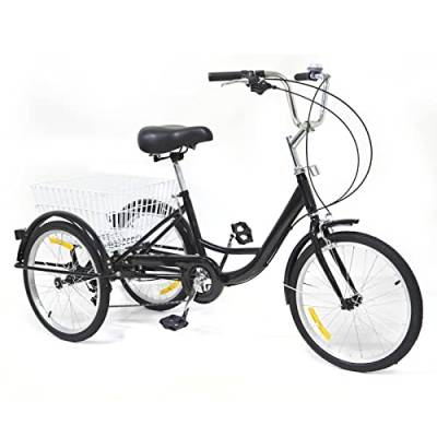EurHomePlus 20" Zoll Dreirad für Erwachsene Dreirad 8-Gang 3 Räder Fahrräder Trike mit Korb für Unterhaltung, Einkaufen oder Bewegung verwendet Werden von EurHomePlus