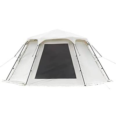 Sechseckiges Outdoor-Campingzelt mit spleißbarer Frontverlängerung, 4-Jahreszeiten-Glamping-Zelte für große Familien mit Sonnenschutz-Veranda für Party, Jagd, Wandern von FAXIOAWA